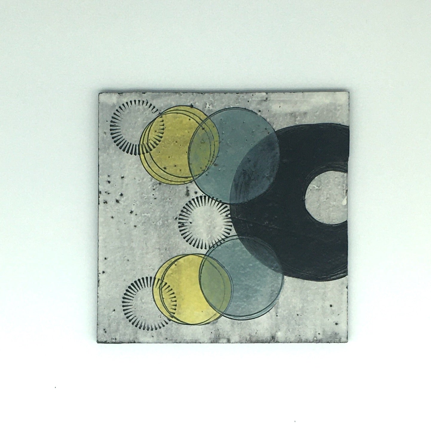 Small wall plaque - black crescent and vibrant yellow spots