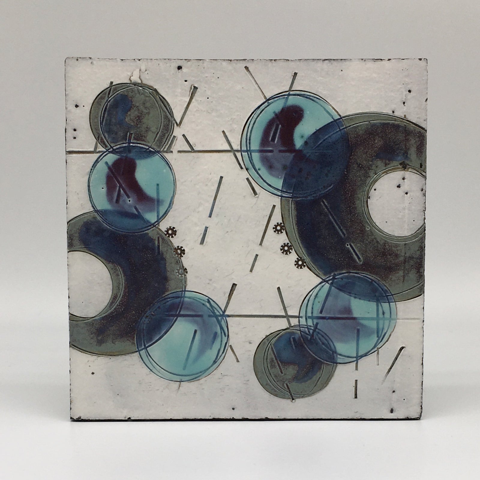 Small wall plaque - purple green circles and lines