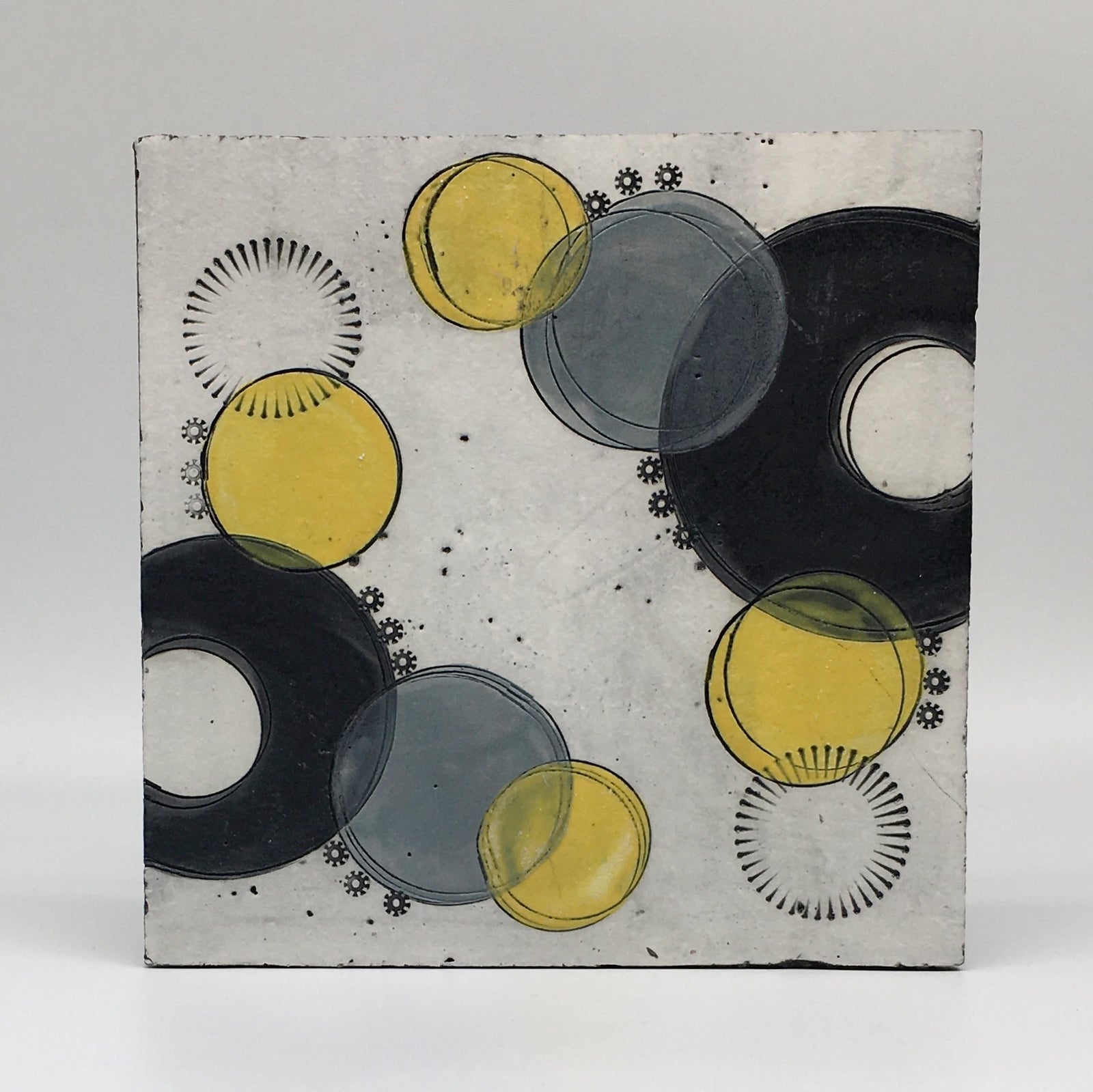 Small wall plaque - black crescent and vibrant yellow spots