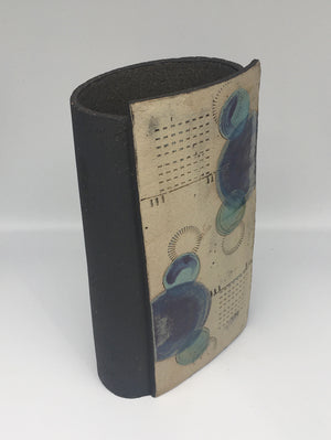 Large Wrap Pot - Textured black with muted purple and green circles