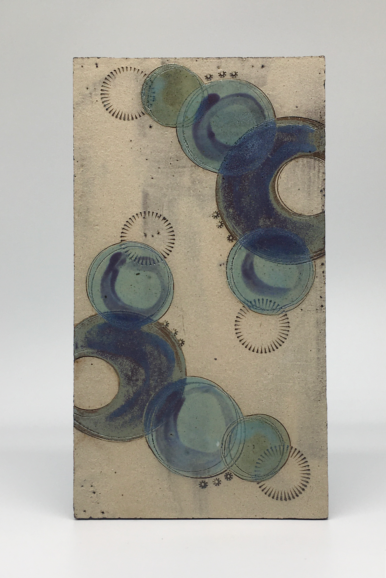 Medium wall plaque- with muted purple blue circles