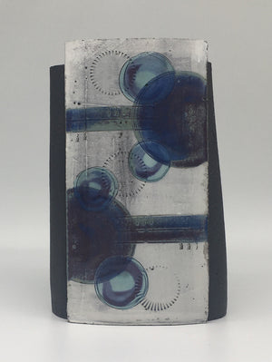 Medium Wrap Pot - Textured black with dark purple circles and double lines