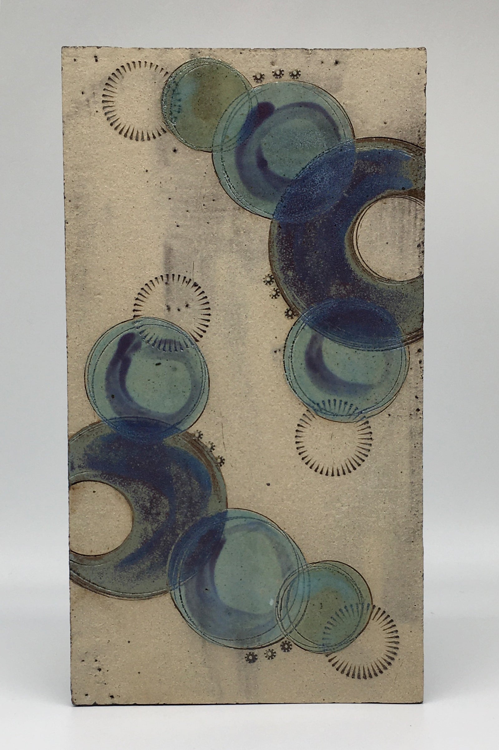 Medium wall plaque- with muted purple blue circles