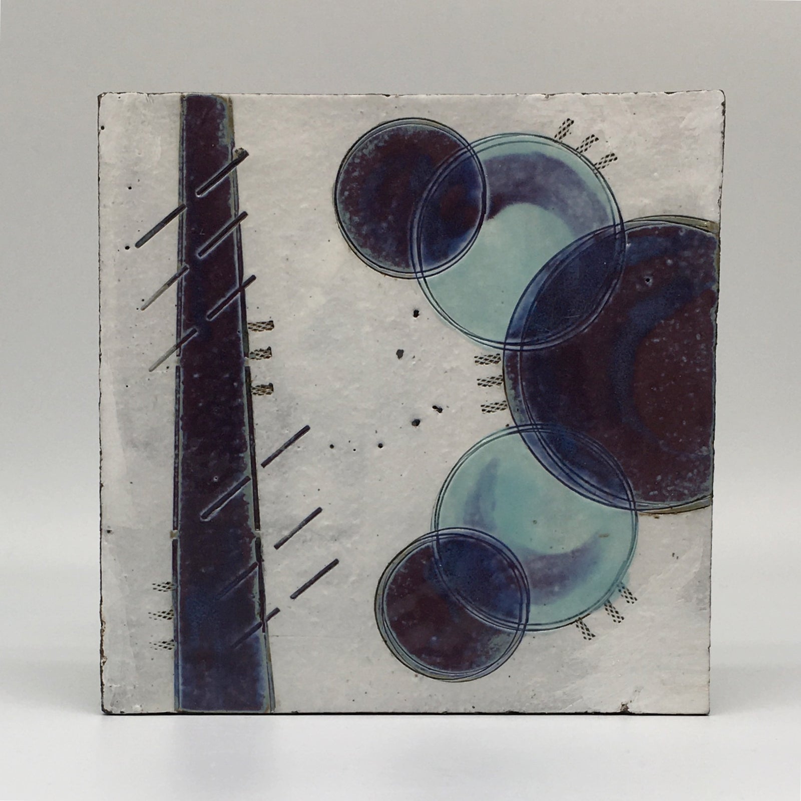 Small wall plaque - with bold purple circles and line