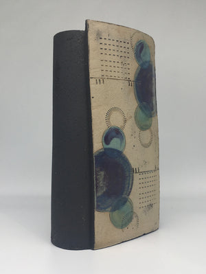 Large Wrap Pot - Textured black with muted purple and green circles