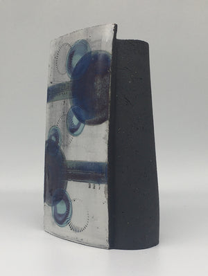 Medium Wrap Pot - Textured black with dark purple circles and double lines