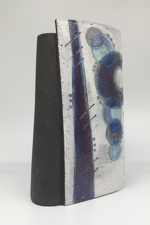 Large Wrap Pot - Textured black with bold purple crescent and line