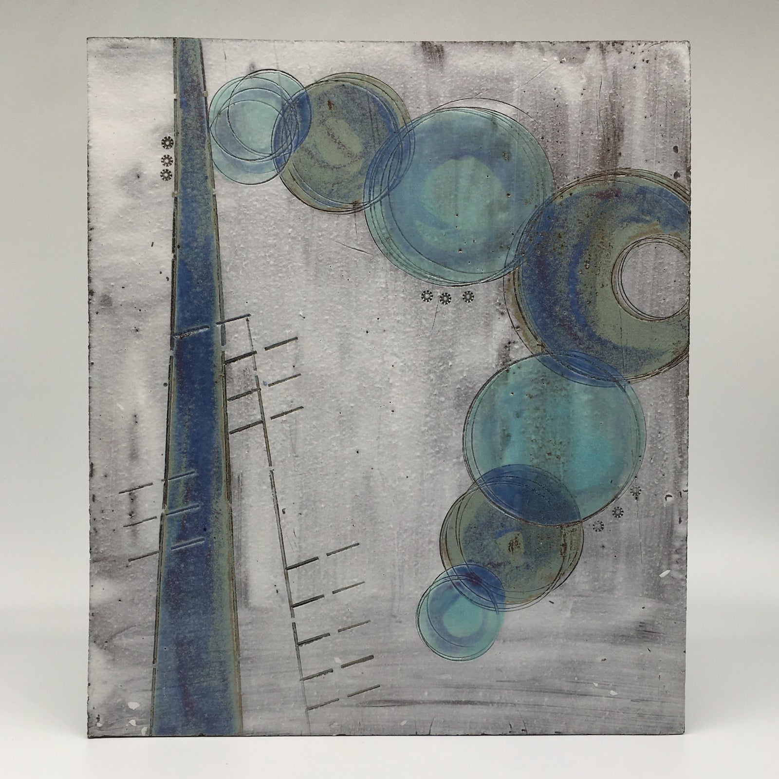 Large wall plaque - with purple crescents and blue circles