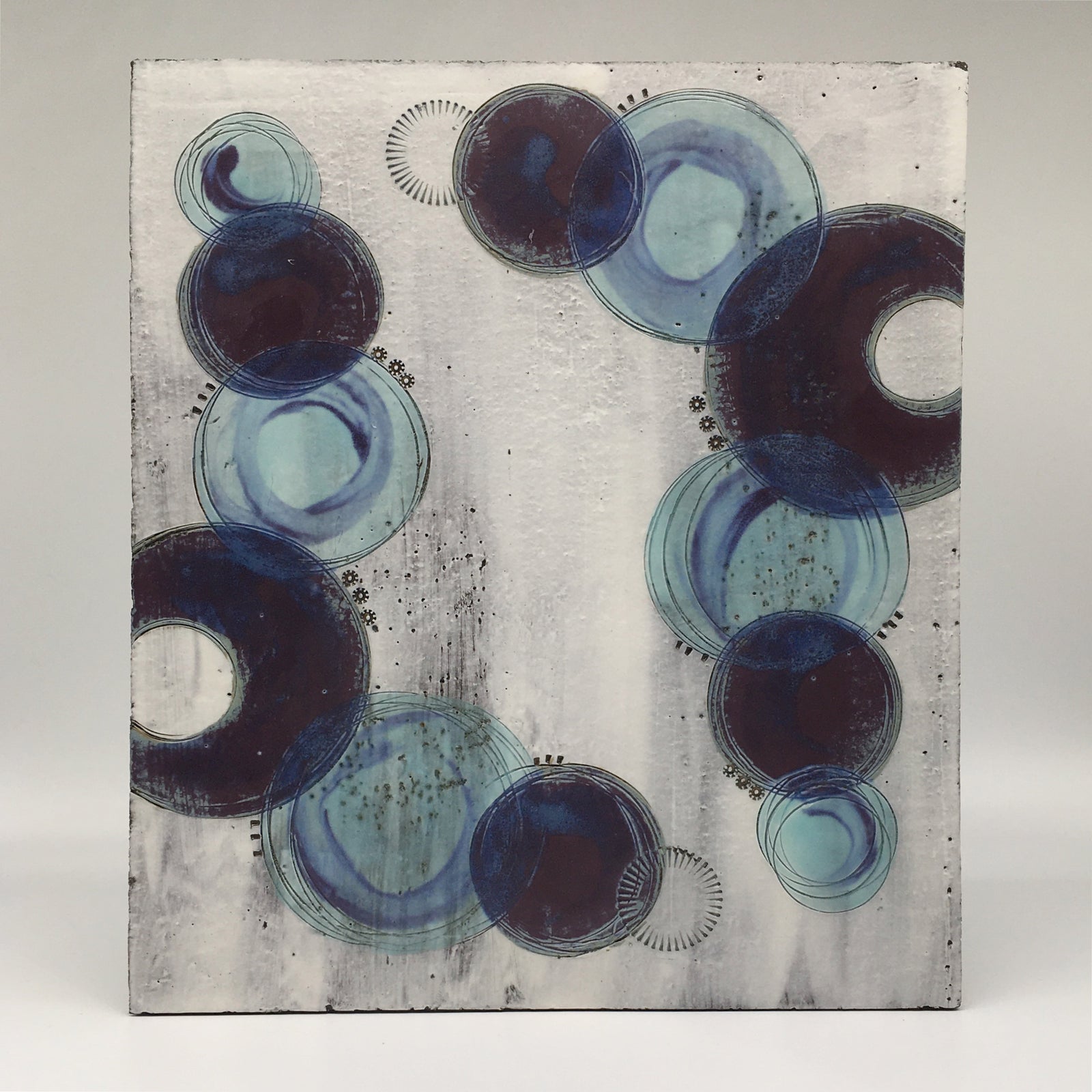 Large wall plaque - with purple crescents and blue circles