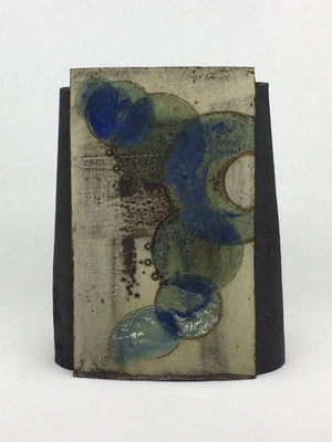 Small Wrap Pot - Textured black muted with muted purple green crescents