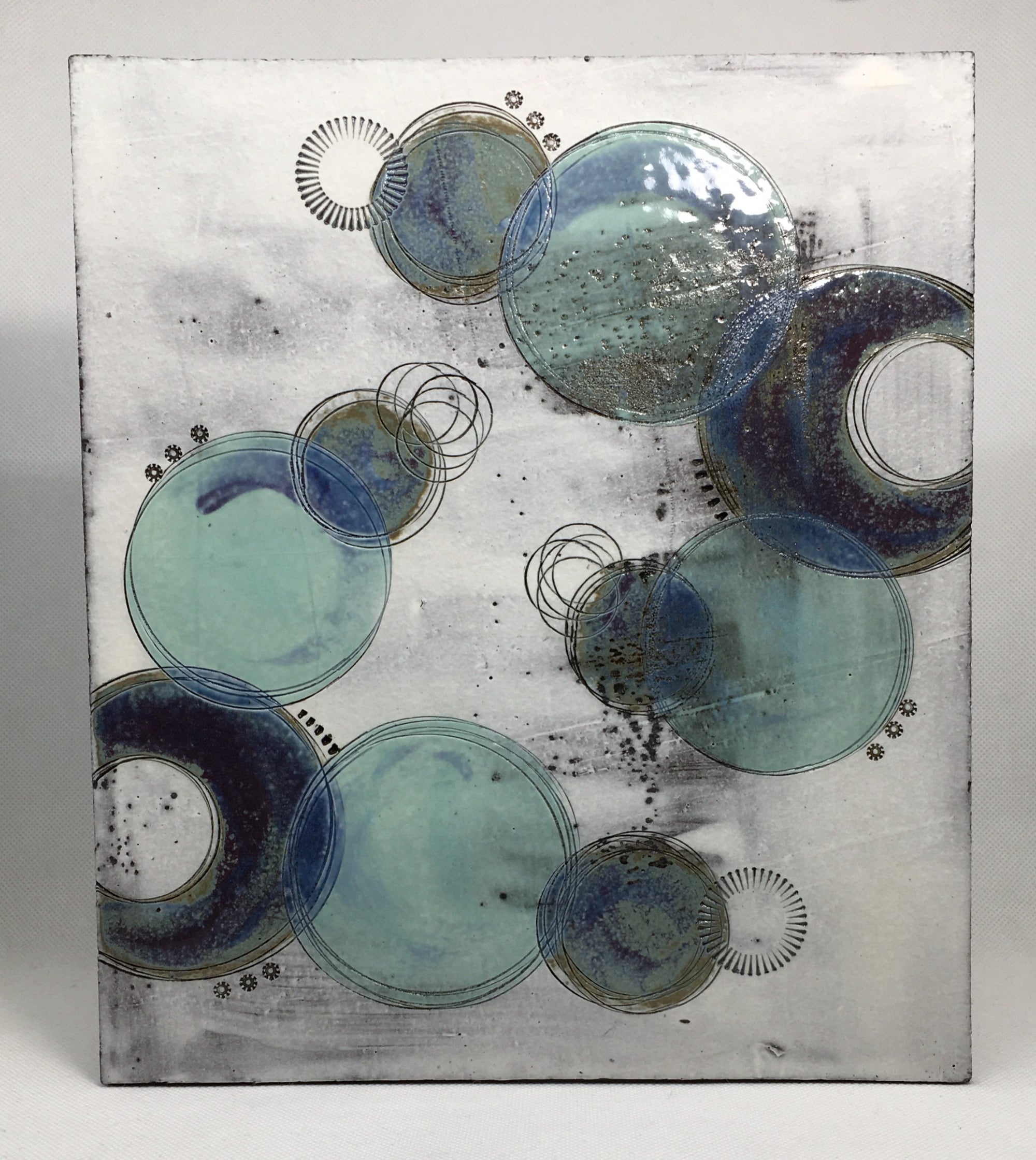 Large wall plaque - with purple crescents and blue circles