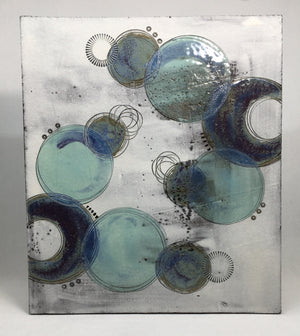Large wall plaque - with purple crescents and blue circles