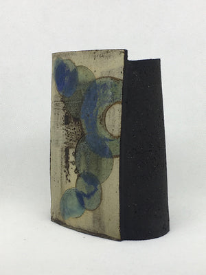 Small Wrap Pot - Textured black muted with muted purple green crescents